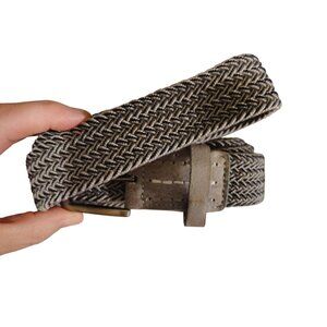 Travis Mathew Cuater Men's Golf Belt, Woven Braided Stretch Gray & Blue, 48"